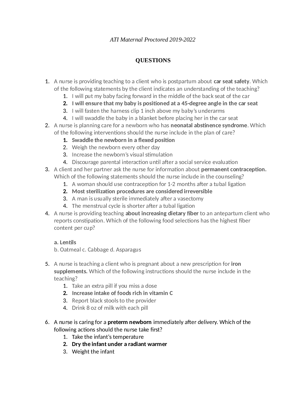 Preview image for ATI Maternal Proctored 2019